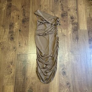 Elegant Brown Ruched Skirt